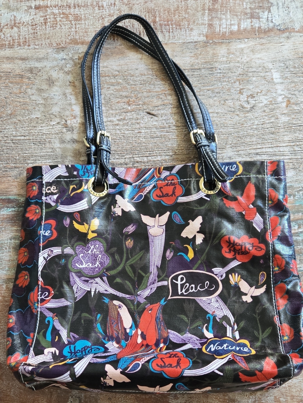 Sakroots Artist Circle "River Peace" Coated Canvas Tote Bag NWOT (BIN 001)